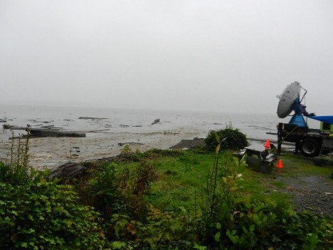 Lake Quinault spills into the DOW yard after a major precipitation event (Photo credit: Hannah Barnes)