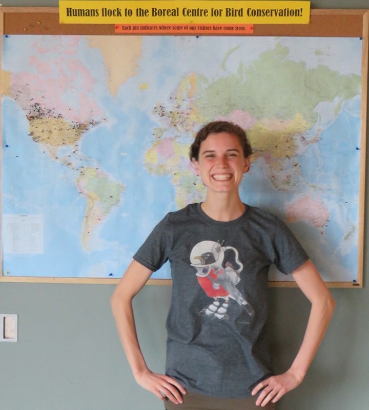 Ruthie modeling our Space Robin t-shirts.