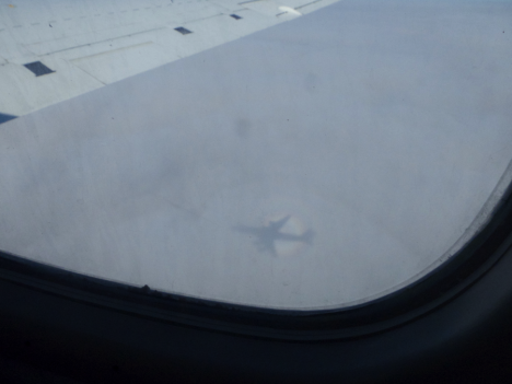 Haloed shadow of the DC-8 on the clouds below. Credit: Christina Williamson