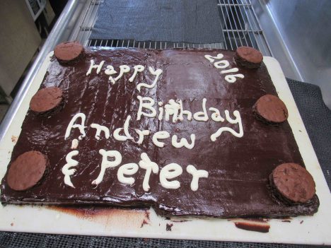 Birthday cake for Andrew and Peter.