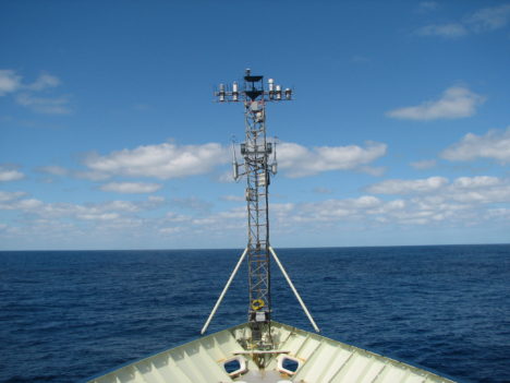 This mast measures ocean surface fluxes.